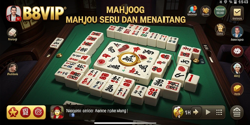 Screenshot utama B8VIP menampilkan gameplay Mahjong yang penuh warna.