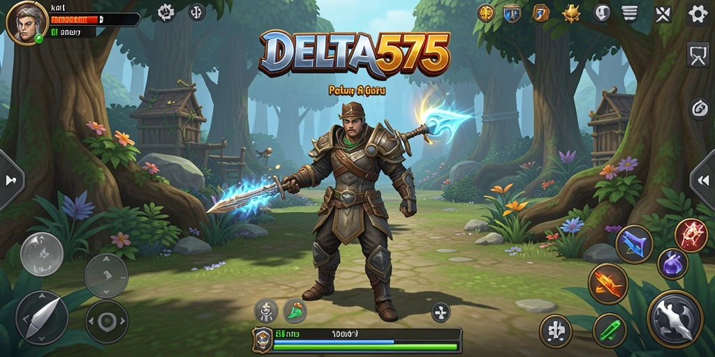 Tampilan gameplay DELTA575 yang menawan dan penuh aksi RPG.