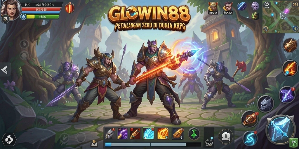 Tampilan aksi seru dalam GLOWIN88 saat melawan monster.