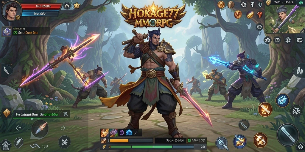 Screenshot HOKAGE77 menampilkan aksi seru dalam pertempuran MMORPG.