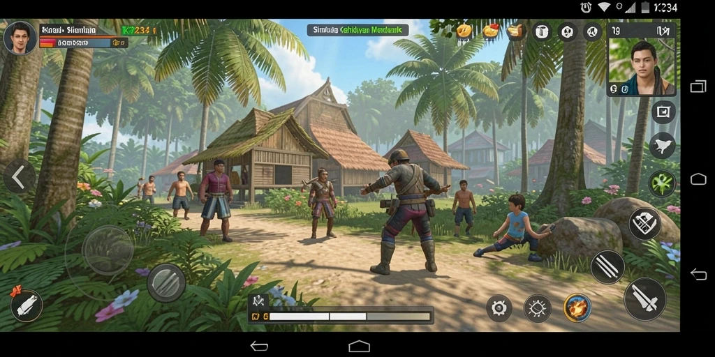 Screenshot gameplay K234 menunjukkan interaksi karakter yang dinamis.