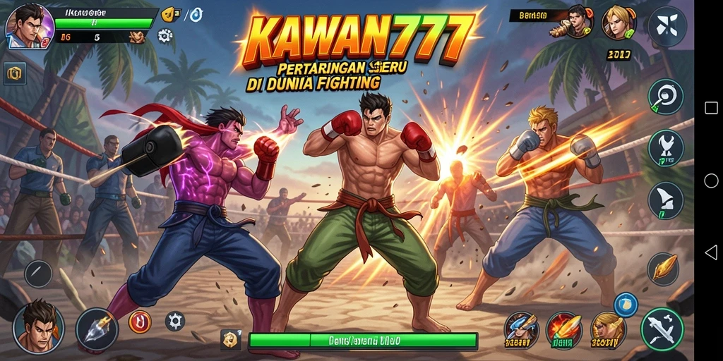 Gameplay bertarung seru dengan karakter unik di KAWAN777.