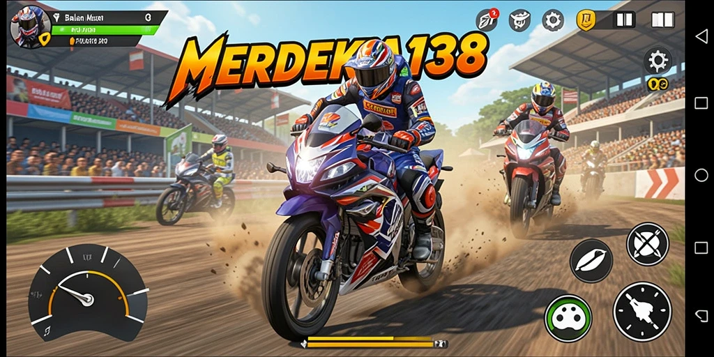 Tampilan menarik dari gameplay balapan motor yang mendebarkan.