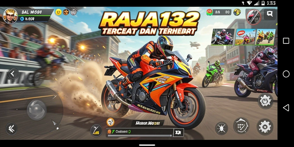 Tangkapan layar dari gameplay balapan motor yang seru dalam RAJA132.