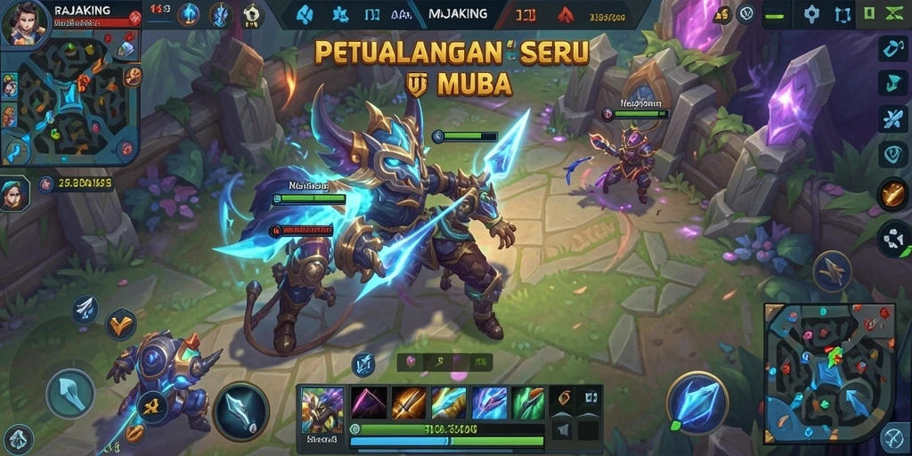 Lihat gameplay seru dalam pertarungan MOBA RAJAKING.