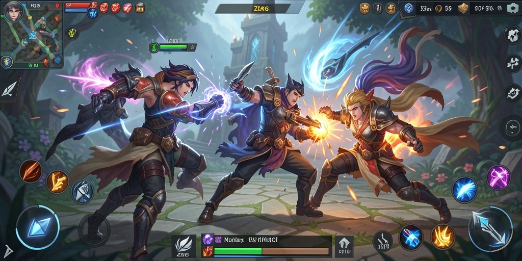Tampilan gameplay seru ZK6 dalam pertempuran MOBA.